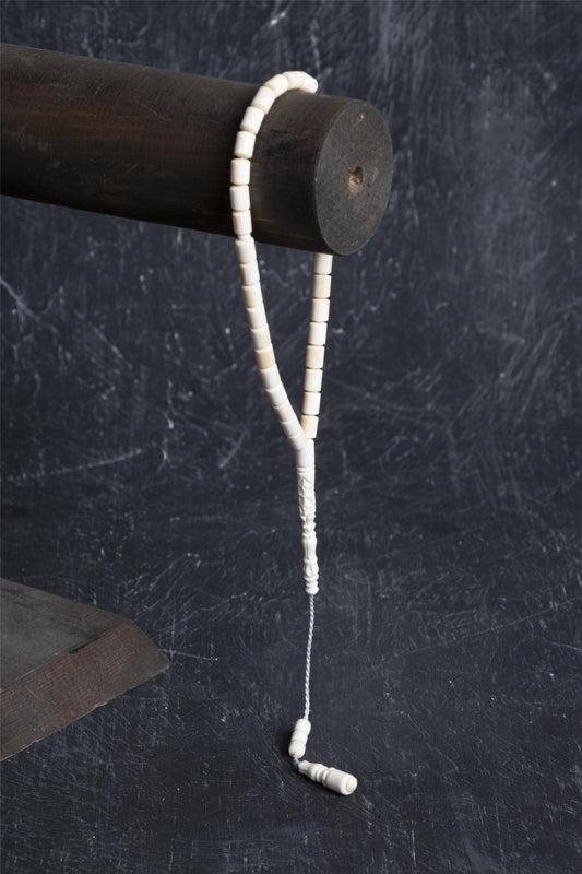 Ivory Pipe Cut 33-Bead Natural Stone Prayer Beads