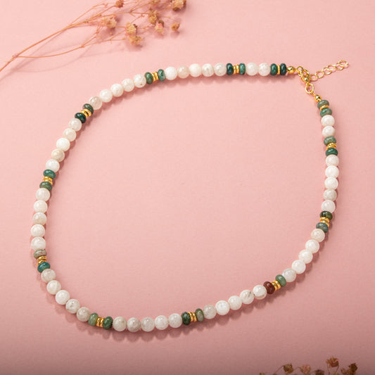 Moonstone, Jade, Agate Natural Stone Necklace