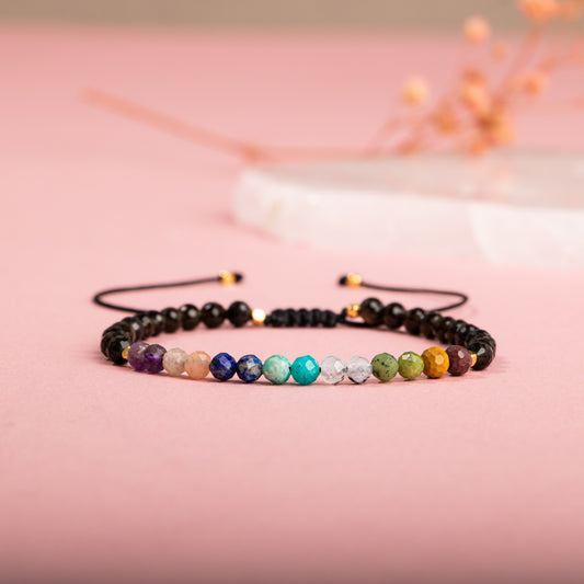 Jade, Turquoise, Moonstone Natural Stone Macrame Design Bracelet