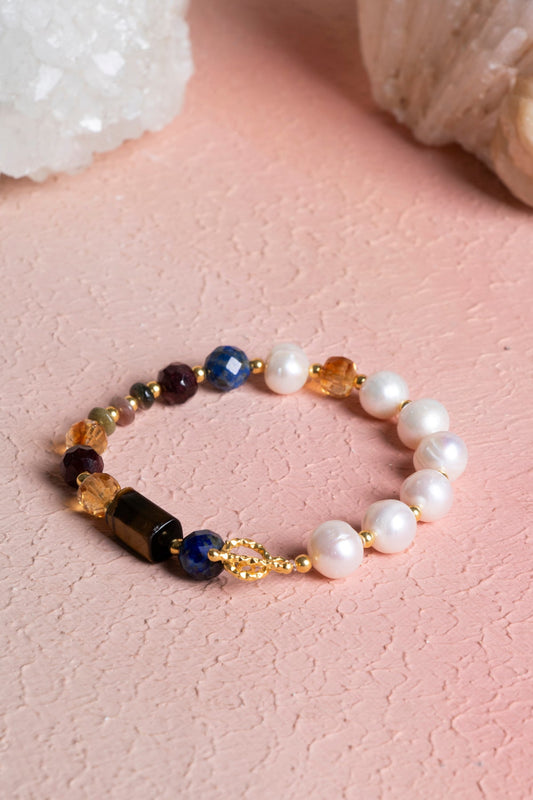 Leo Zodiac Sign Silver Clasp Natural Stone Bracelet (SK:267)