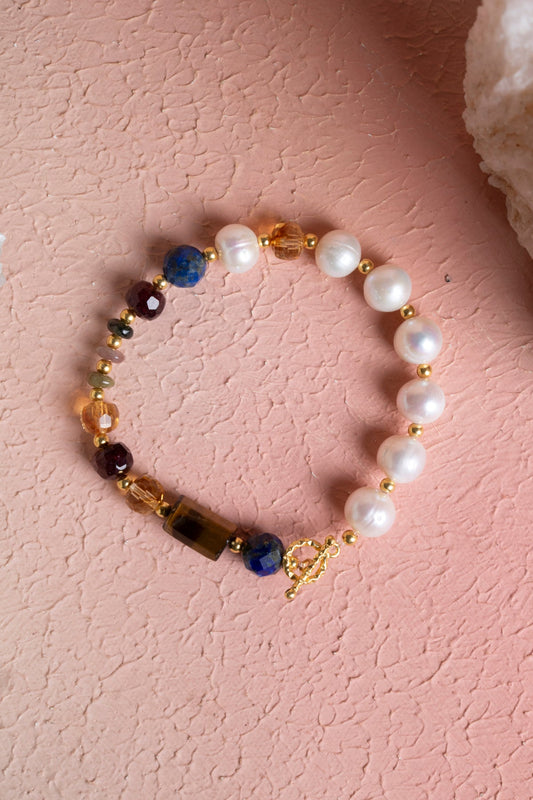Leo Zodiac Sign Silver Clasp Natural Stone Bracelet (SK:267)