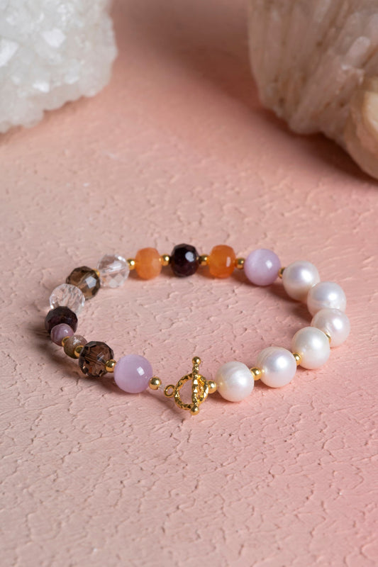 Capricorn Zodiac Sign Silver Clasp Natural Stone Bracelet (SK:268)
