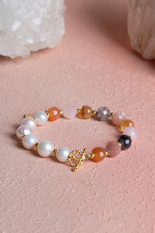 Gemini Zodiac Sign Silver Clasp Natural Stone Bracelet (SK:270)