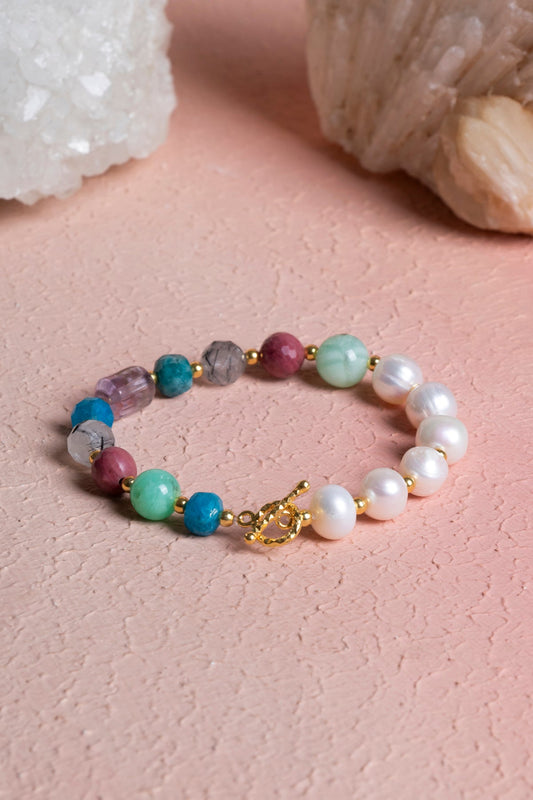 Taurus Zodiac Sign Silver Clasp Natural Stone Bracelet (SK:275)