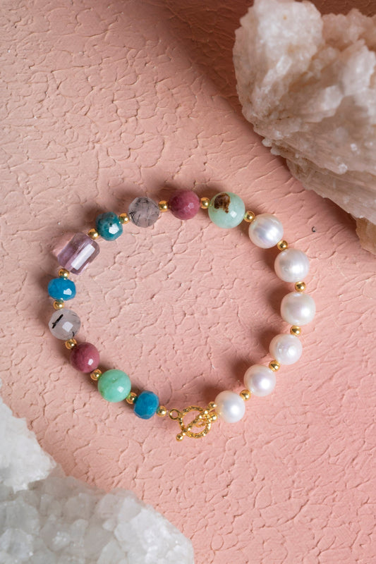 Taurus Zodiac Sign Silver Clasp Natural Stone Bracelet (SK:275)
