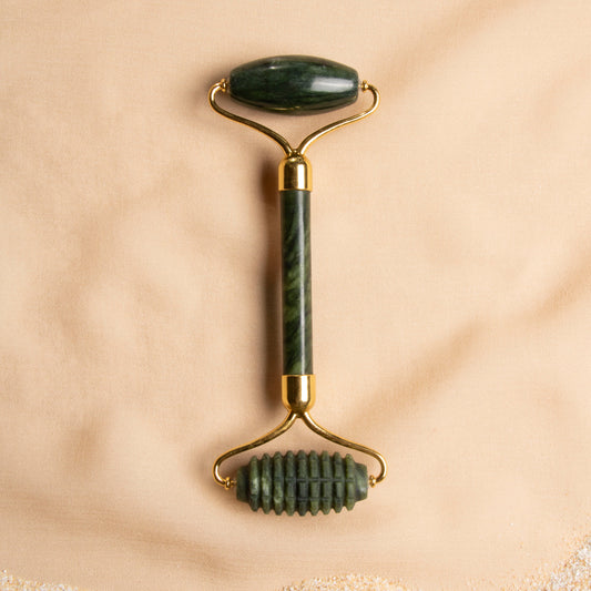 Jade Ridged Roller – Deep Facial Massage & Sculpting Tool