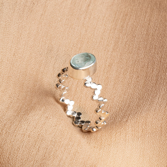 Elegant Aquamarine Silver Ring – 925 Sterling Silver, Certified