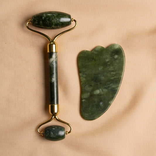 Jade Roller & Goose Foot Gua Sha Massage Set