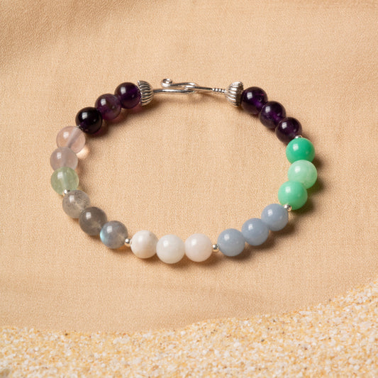 Gemora London Aquarius Zodiac Bracelet – 6mm Natural Stones with 925 Sterling Silver Clasp